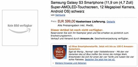 Amazon Germany weighs in on Samsung Galaxy S III with 4.7-inch screen and 12 megapixel camera