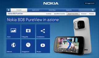 La nuova pagina web del sito Nokia Italia dedicata al Nokia 808 Pureview, è un vero esempio di sinergia!