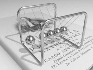 Computer animation of a Newtons' cradle