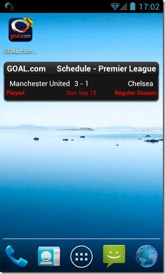 Goal.com Android Widget2 Risultati delle partite in tempo reale su Android con Goal.com