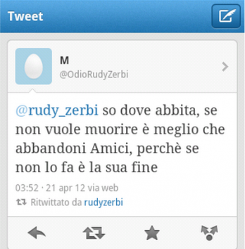 Rudy Zerbi non twitta: un utente gli ha fatto prendere la strizza