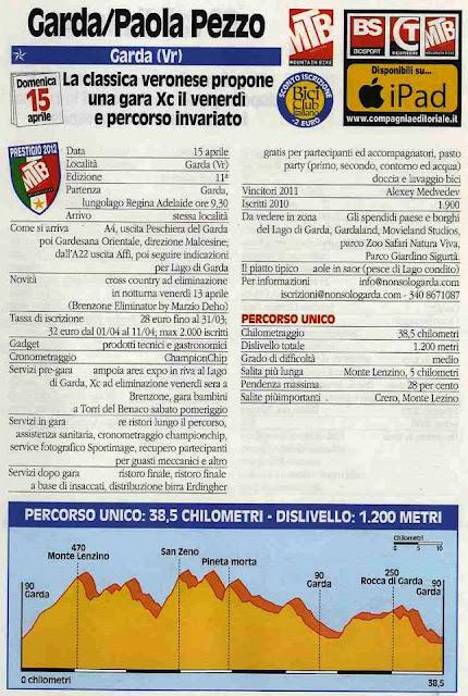 GF MTB del 15/4 lungo la nostra Penisola. Le schede