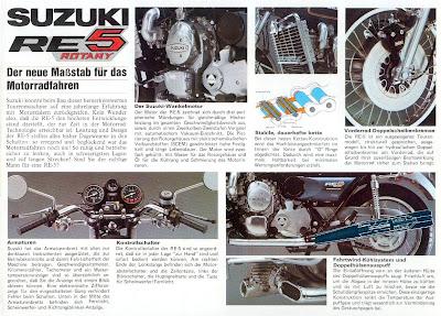 Vintage Brochures: Suzuki RE5 Rotary 1976 (Usa & Germany)