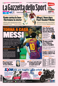 RASSEGNA STAMPA- Ecco le prime pagine dei giornali sportivi di oggi!