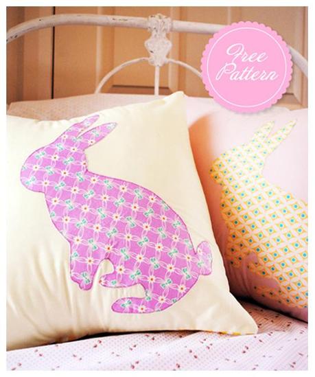 Free Sewing Pattern Bunny Pillows Freebie DIY Project Tutorial Easter Sew Stitch Applique Rabbit