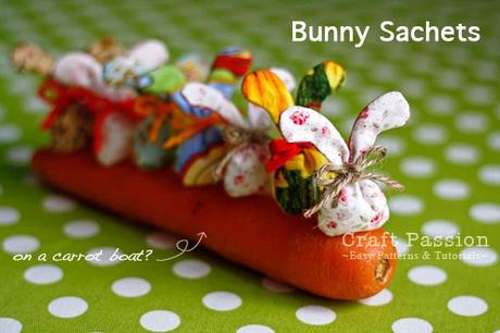 Bunny sachets on the carrot boat