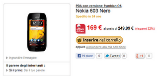 Davvero degna d'attenzione l’offerta di vendita che vede interessato il Nokia 603 da parte di fnac.