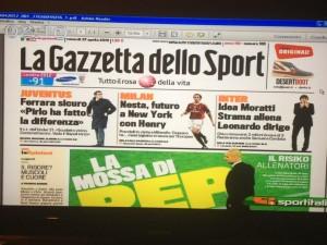 FOTO – ECCO L’ANTEPRIMA DELLA PRIMA PAGINA DELLA GAZZETTA DELLO SPORT, FERRARA: “VEDO IL NAPOLI..”