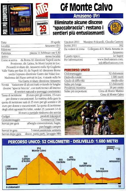 GF MTB del 29/4 lungo la nostra Penisola. Le schede