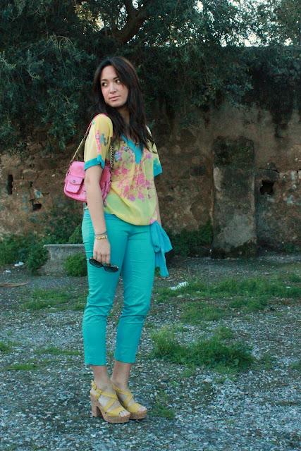 Turquoise, Yellow, Pink and a Mix of Flowers