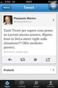 FOTO-Marino su Twitter: “Tanti Tweet su Lavezzi. Ripeto fossi in DeLa…..”