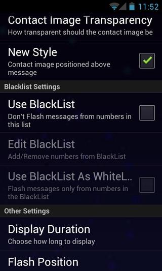 SMS Flash Android Settings Appearance2 SMS Flash, un ottimo programma per le notifiche SMS su Android