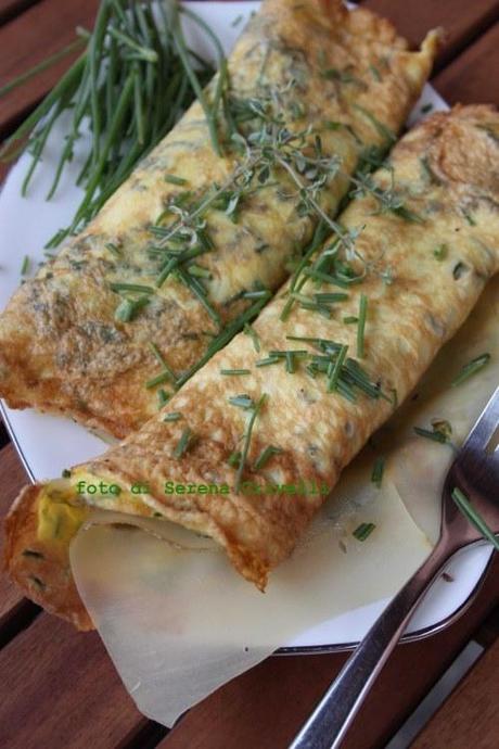 OMELETTE DI AGRETTI E PORRI CON BITTO di Dolcipensieri