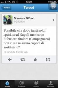 FOTO-Gifuni su Twitter: ” Possibile che dopo tanti soldi spesi, se al Napoli….”