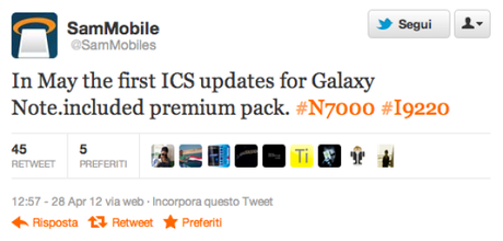 Android 4.0 per Samsung Galaxy Note forse a Maggio.