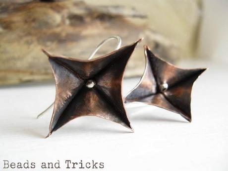 orecchini rame e argento foldforming