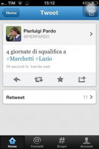 FOTO-Pardo su Twitter: ” 4 giornate di squalifica a…..”