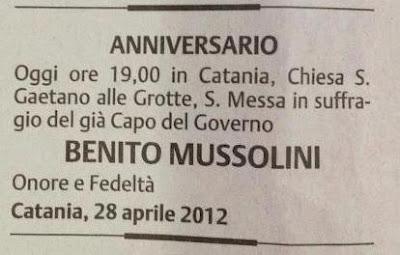 A Catania una messa per Benito Mussolini