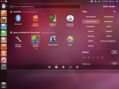 Ubuntu 12.04 Precise Pangolin App Menu