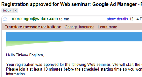 gmail traduzione GMail traduce automaticamente le nostre email