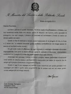 A SANT'OMERO UNA LETTERA DEL MINISTRO FORNERO APRE LA MANIFESTAZIONE DELL'AMIL