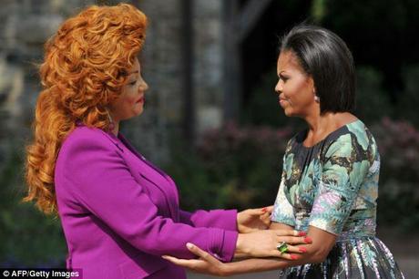 Hair we are: Michelle Obama meets the bouffanted First Lady of Cameroon, Chantal Biya 