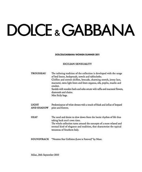 Dolce & Gabbana p/e 2011 donna: Il comunicato stampa + foto