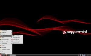 Peppermint  OS Desktop and Menu