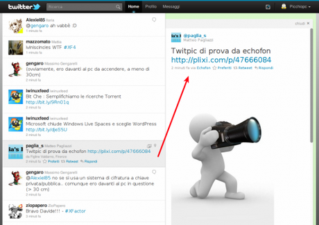 tipico esempi di visualizzazione delle foto sulle pagine di twitter