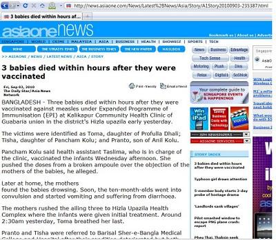 Bangladesh: 3 bambini muoiono poco ore dopo essere stati vaccinati contro il morbillo