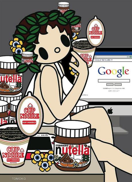 Caravaggio,-young-sick-Bacchus with google , nutella, cupnoodle and  PSP [50%]