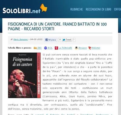 FISIOGNOMICA DI UN CANTORE: la recensione di Mario Bonanno per Sololibri.net