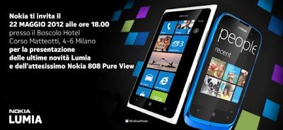 Il 22 Maggio, Nokia Italia presenterà alla stampa i nuovi device annunciati al MWC di Barcellona, Lumia 900 e 610 insieme al Nokia 808 PureView .