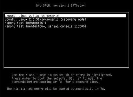 Splah di Grub in Ubuntu originale