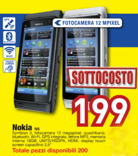 Un'altra allettante offerta promozionale! Chiunque fosse intenzionato ad acquistare il Nokia N8, può farlo al prezzo vataggiosissimo di 199 Euro!