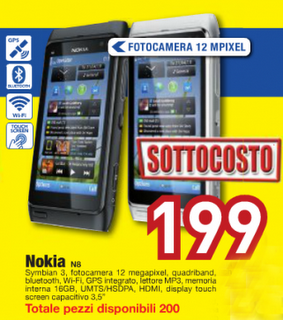 Un'altra allettante offerta promozionale! Chiunque fosse intenzionato ad acquistare il Nokia N8, può farlo al prezzo vataggiosissimo di 199 Euro! Un'altra allettante offerta promozionale! Chiunque fosse intenzionato ad acquistare il Nokia N8, può farlo al prezzo vataggiosissimo di 199 Euro!