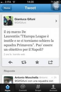 FOTO-Gifuni su Twitter: “L’Europa League può essere un obiettivo per il Napoli?…”