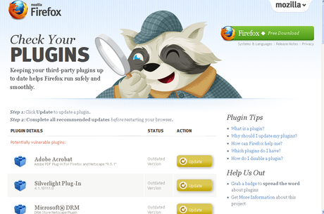 Firefox: mantenere aggiornati i plugin