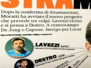 FOTO – ECCO LA PRIMA PAGINA DELLA GAZZETTA DELLO SPORT – LAVEZZI VICINO ALL’…