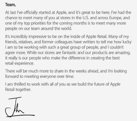 John Browett capo degli Apple Store scrive ai dipendenti Apple