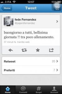 FOTO-Fernandez su Twitter: ” Buongiorno a tutti. Tra poco ……”