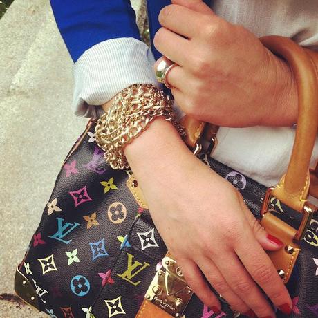 Multicolor Bag & Yellow Heels