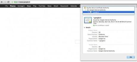 CA del certificato SSL installato su www.google.it