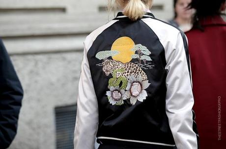 In the Street...Oriental Satin Embroidered Bomber, Milan & Paris