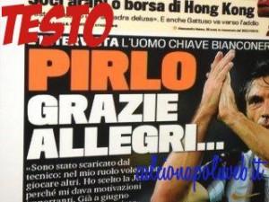 FOTO – Ecco la prima pagina della Gazzetta dello Sport – Pirlo contro Allegri: “Mi ha…”