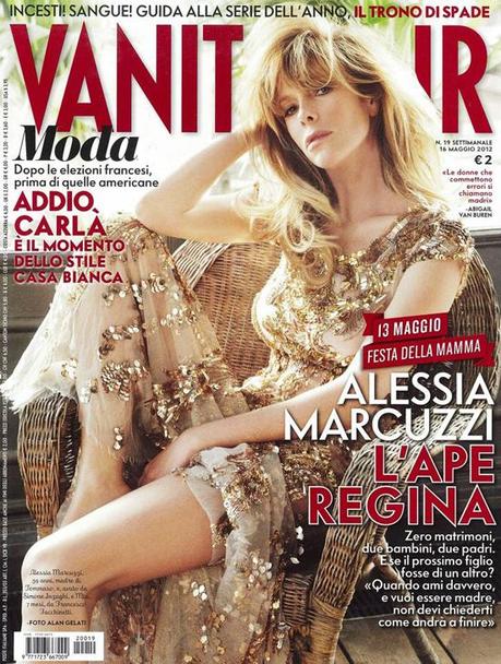 Alessia Marcuzzi su Vanity Fair veste Roberto Cavalli