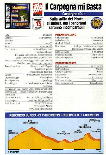 Gf MTB del 13/5 lungo la nostra Penisola. Le schede