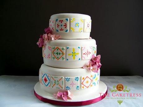 Mexican themed Wedding Cake | Cranberry Resort | Hand painted Cakes 