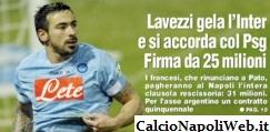 FOTO- TuttoSport: “Lavezzi gela l’Inter, il Pocho sarà un giocatore del…”