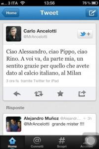 FOTO-Ancelotti su Twitter: “Ciao Alessandro, ciao Pippo, ciao Rino, a voi va…”